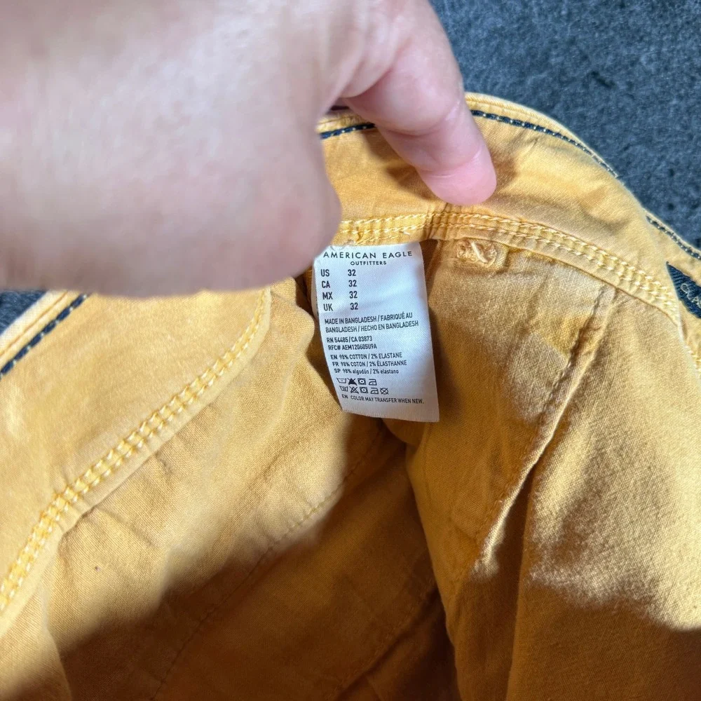 American Eagle Next Level Flex Classic Chino Shorts Yellow Mens 32